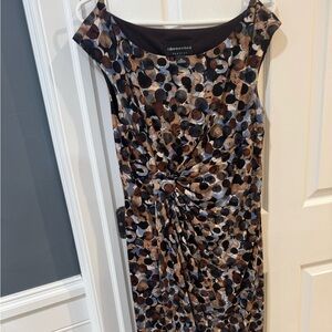 Connected Apparel Brown Black Ruched Sheath Dress